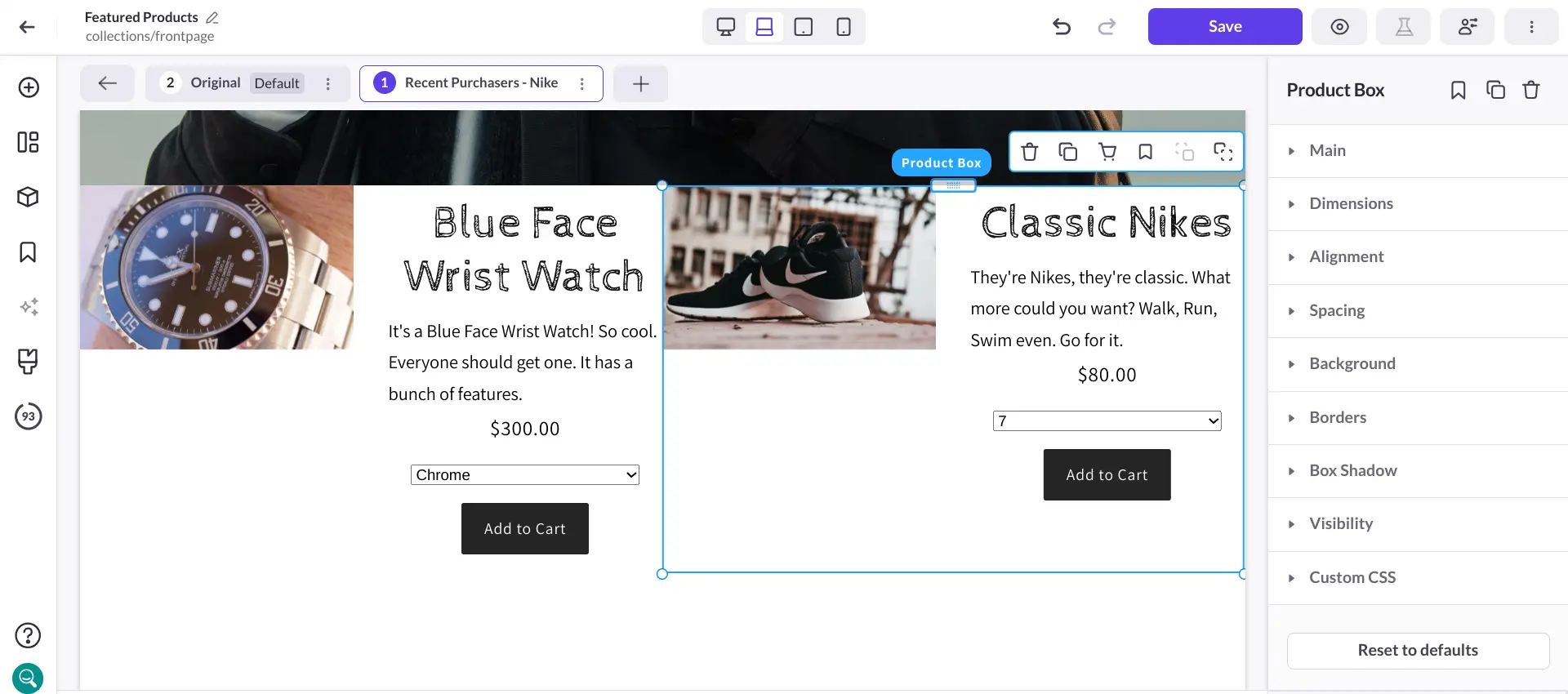 You can use Personalization to show visitors different versions of the same collections page.