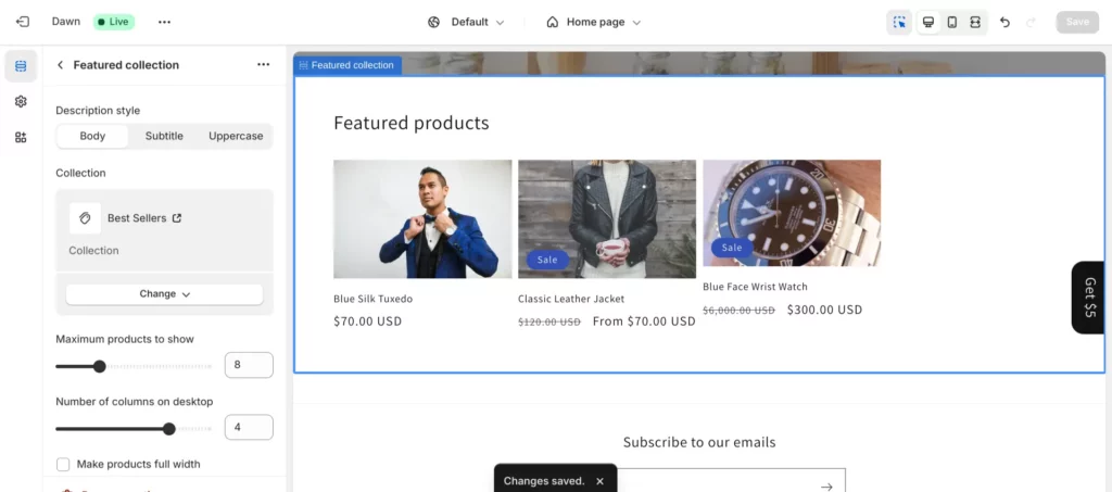 After saving your changes, your featured products will now be displayed on the page.