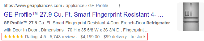ge rich snippet star rating bigcommerce seo