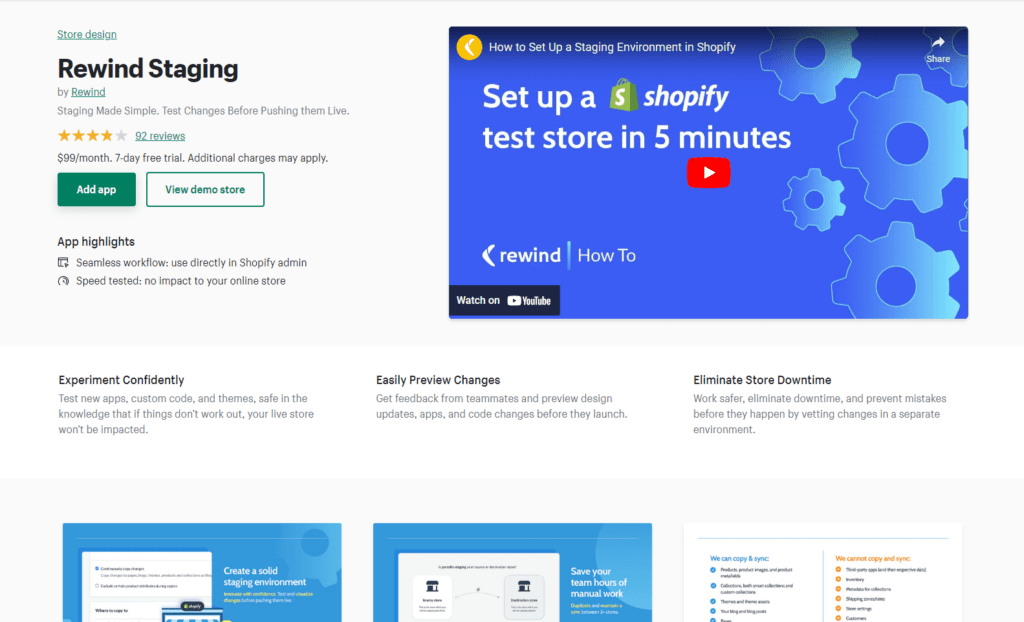 rewind staging apps multiple shopify stores