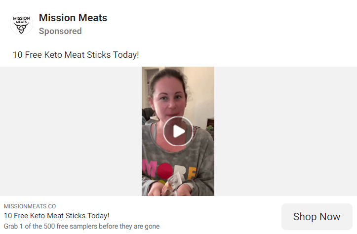 mission meats ad facebook landing page