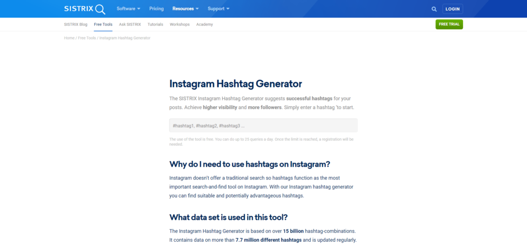 sistrix hashtag generator instagram hashtags
