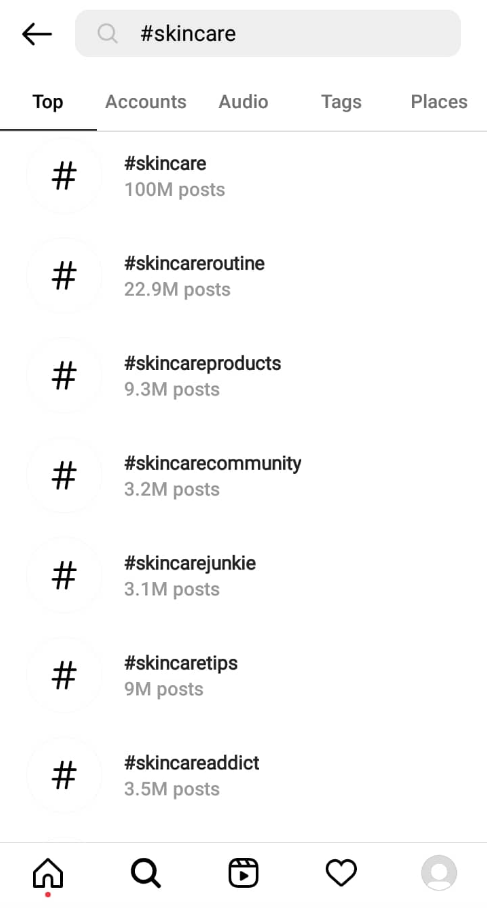 skincare hashtags search instagram hashtags