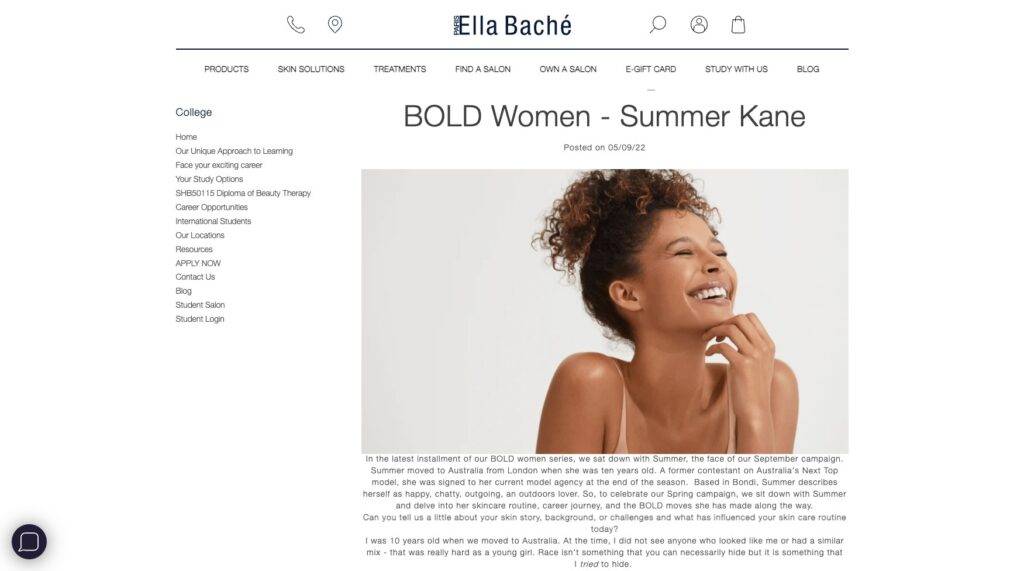 elle bache bold women shopify blog examples