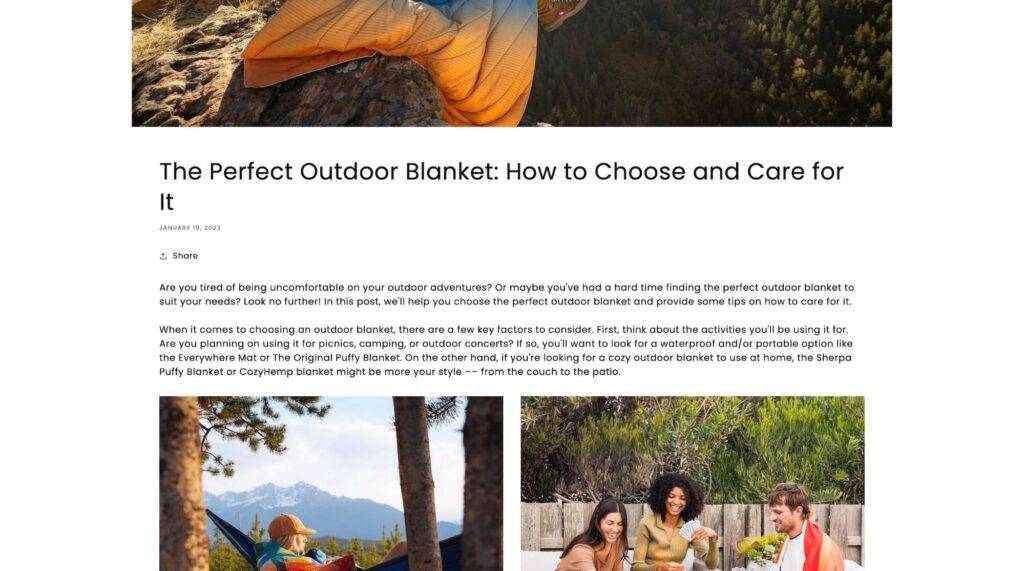 rumpl choose blanket blog shopify blog examples