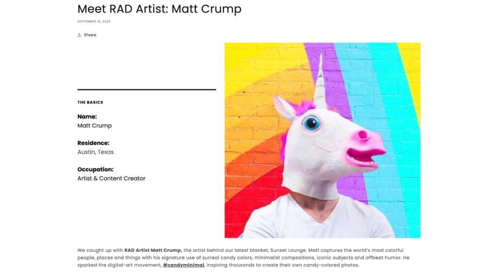 rumpl rad artist feature shopify blog examples