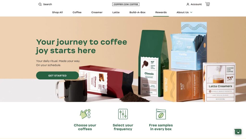copper cow coffee subscription landing pages in shopify
