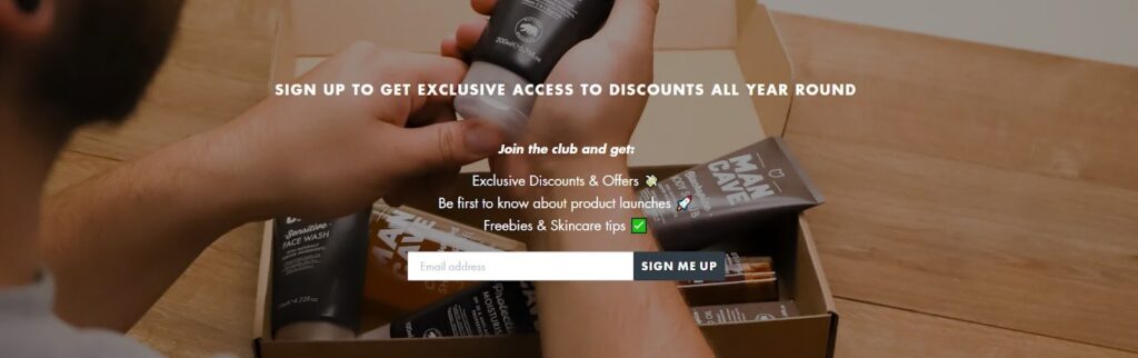 mancave newsletter landing pages in shopify