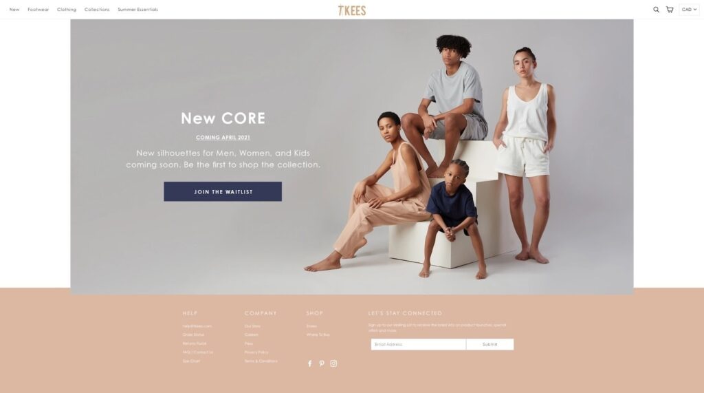 tkees waitlist signup landing pages in shopify