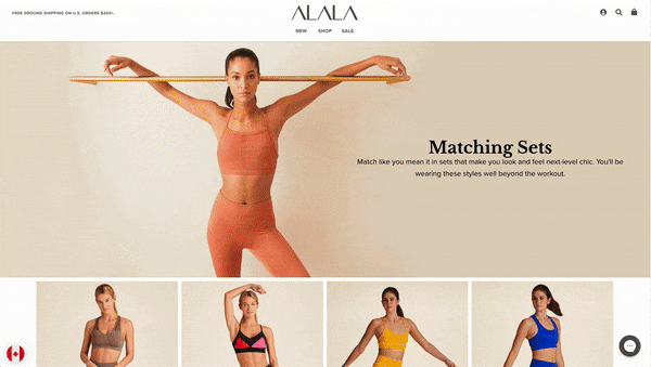 alala scroll ecommerce landing pages