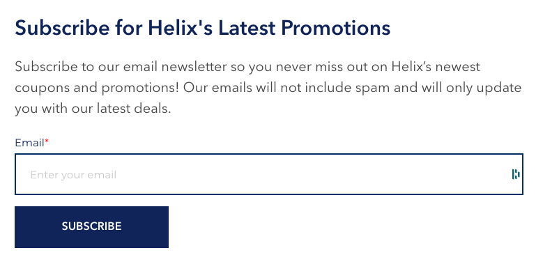 helix signup ecommerce landing pages
