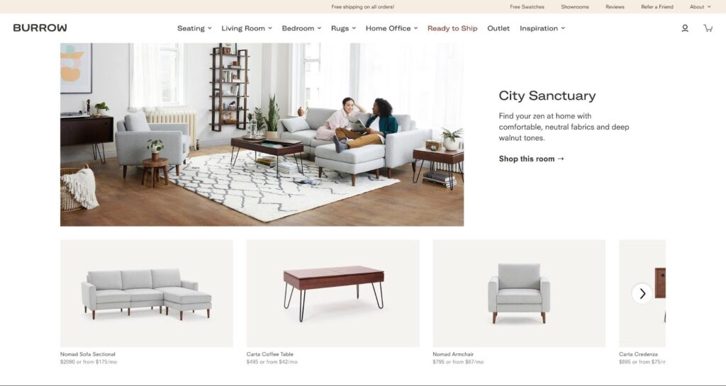 burrow furniture collections bigcommerce headless