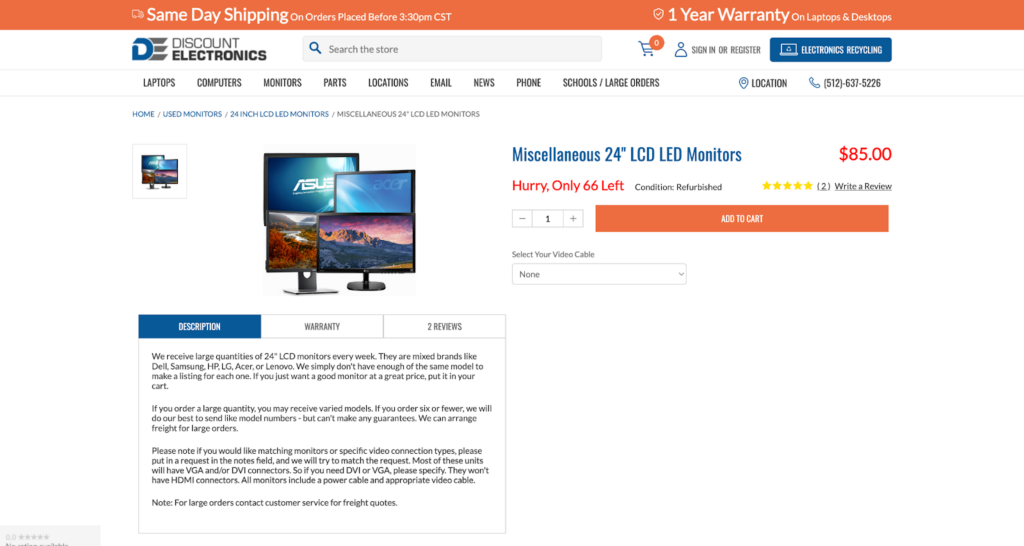 discount electronics product page bigcommerce headless