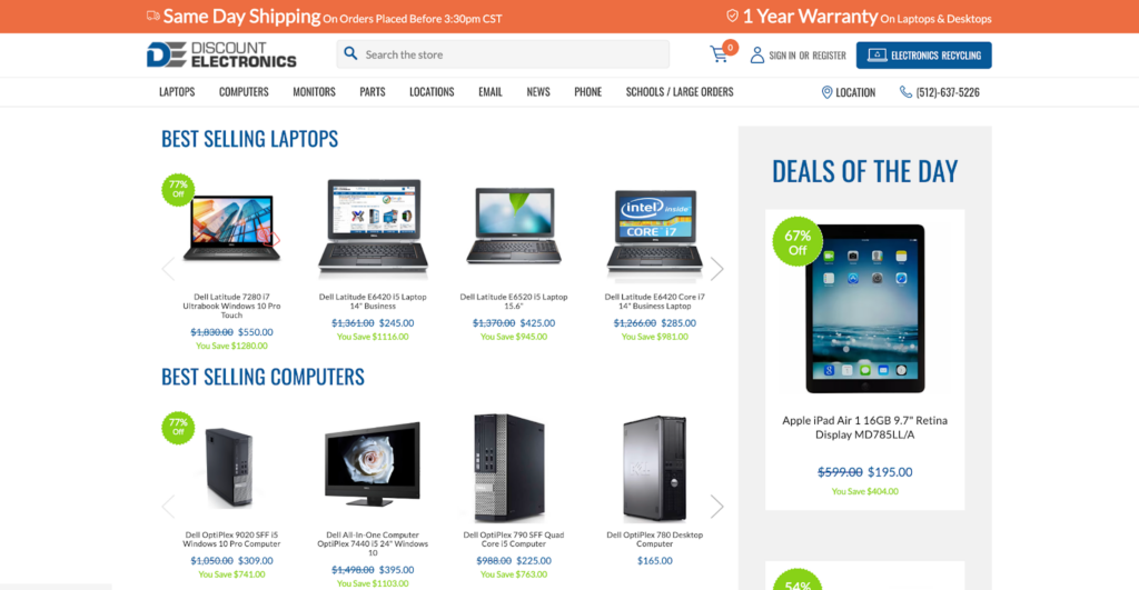 discount electronics shop page bigcommerce headless