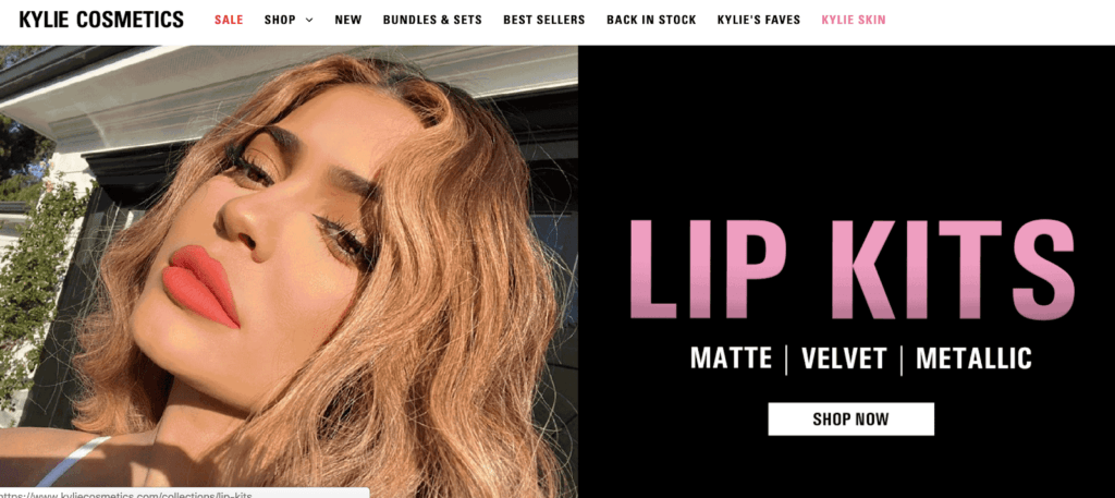 kylie cosmetics homepage