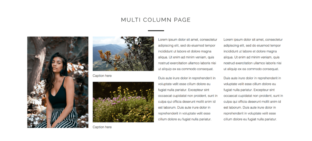 multi column page template shopify page templates