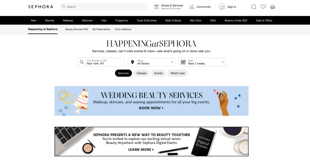 sephora events page omnichannel retail strategy