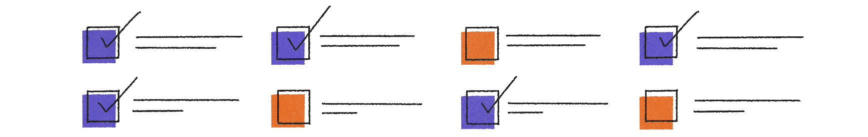 abstract orange and purple checkboxes