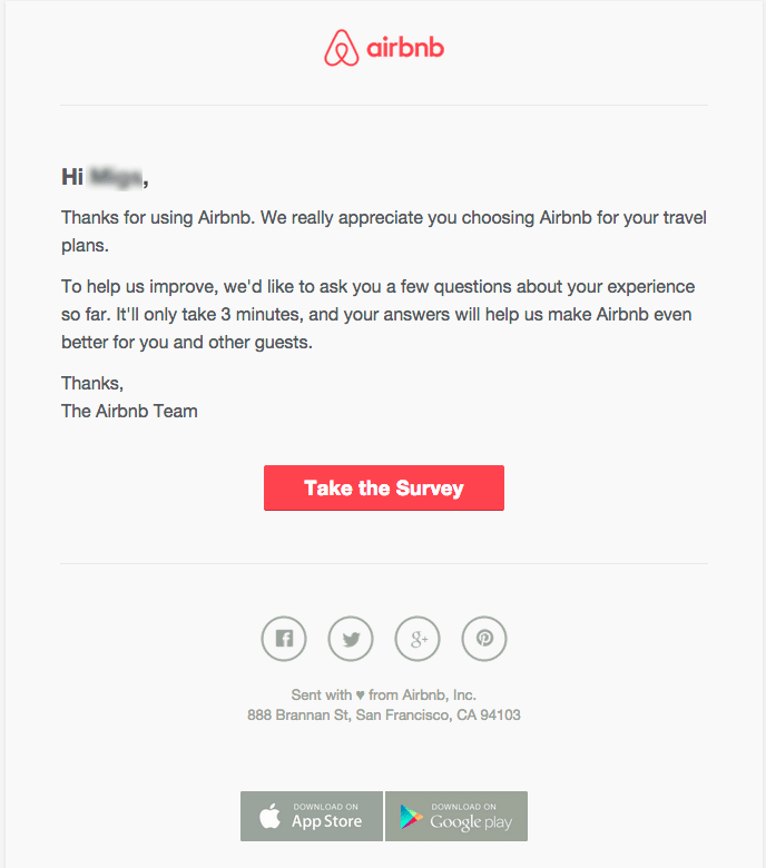 airbnb customer survey