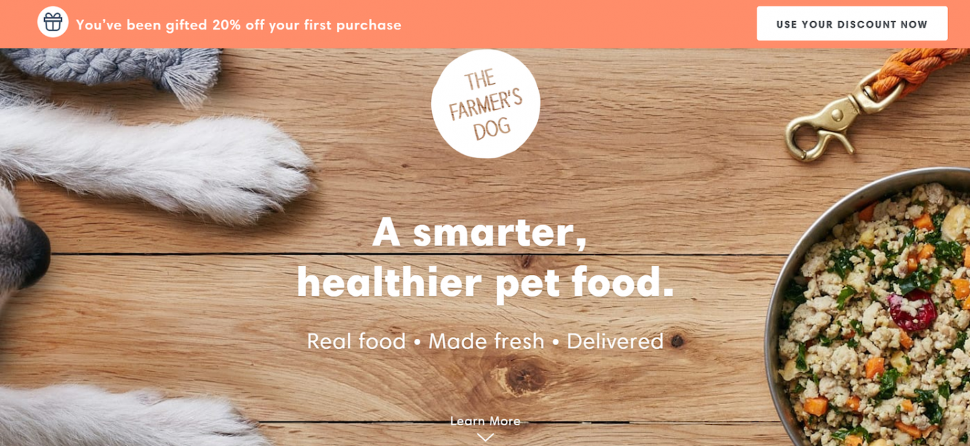 The Farmer's Dog landing page