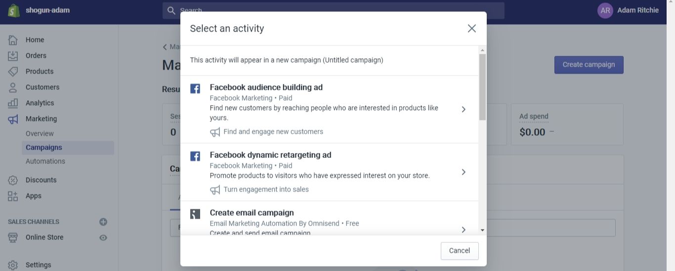 Select either “Facebook audience building ad” or “Facebook dynamic retargeting ad” (we’ll go over the difference between these two options a bit further down in this guide)