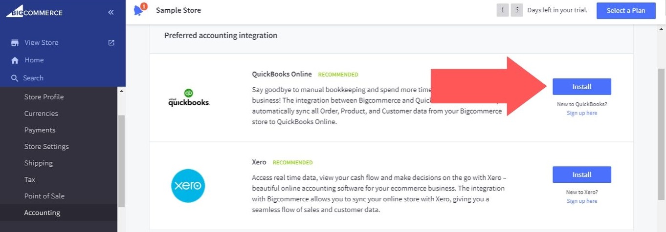 Click on the “Install” button next to “QuickBooks Online”