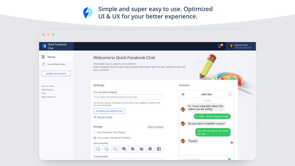 Quick Facebook Chat by Beeketing