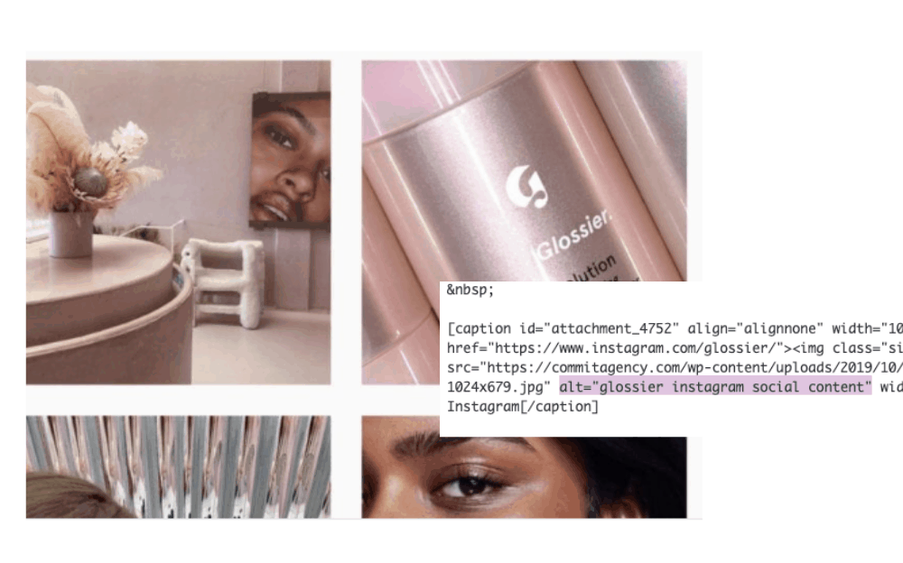 alt text in a Glossier image