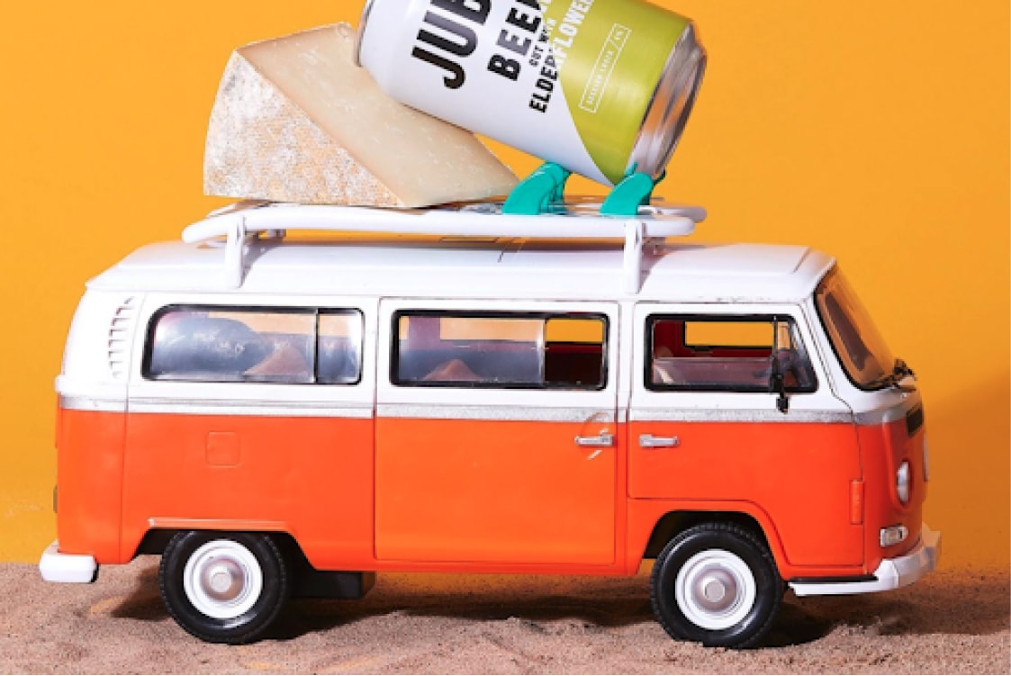 A VW bus prop used in The Cheese Geek's site photography
