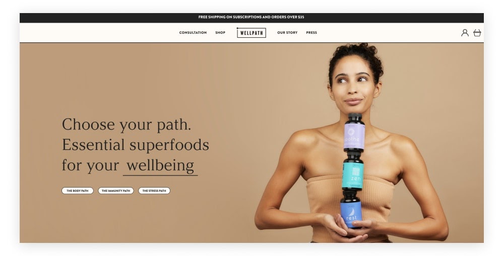 The homepage of the WellPath website