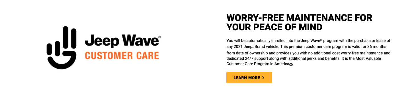 The Jeep Wave Customer Care section of the Jeep website