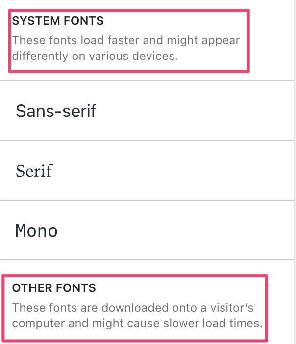 shopify system fonts vs other fonts