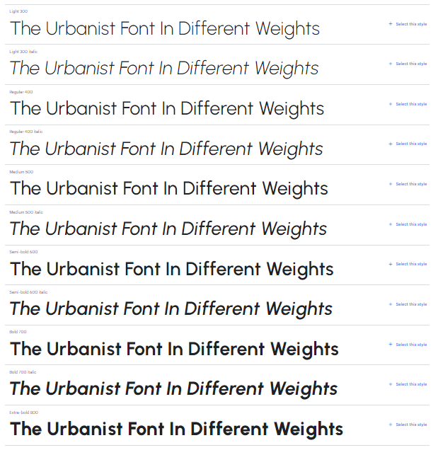 font weights urbanist