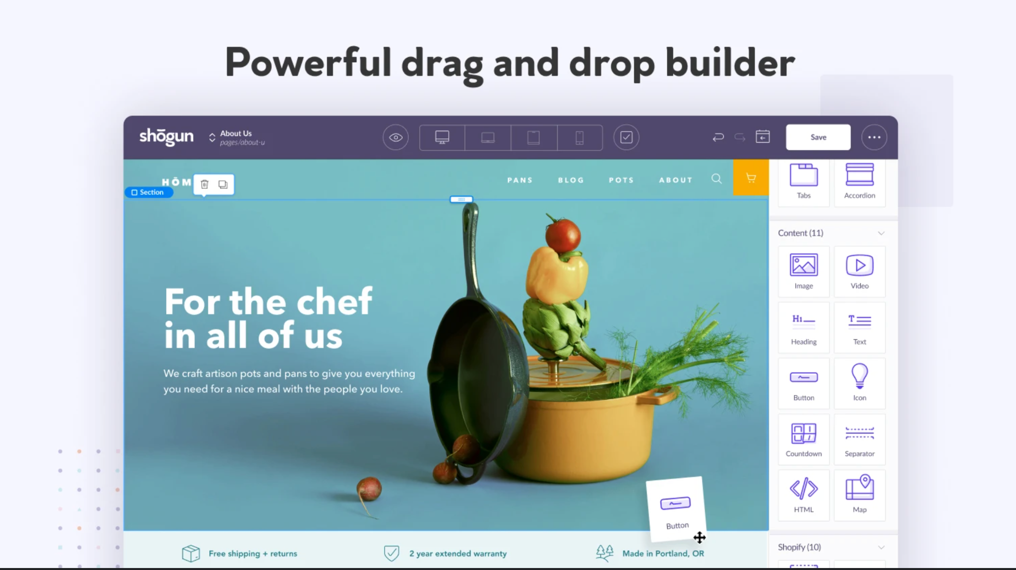 shogun page builder drag and drop builder for shopify