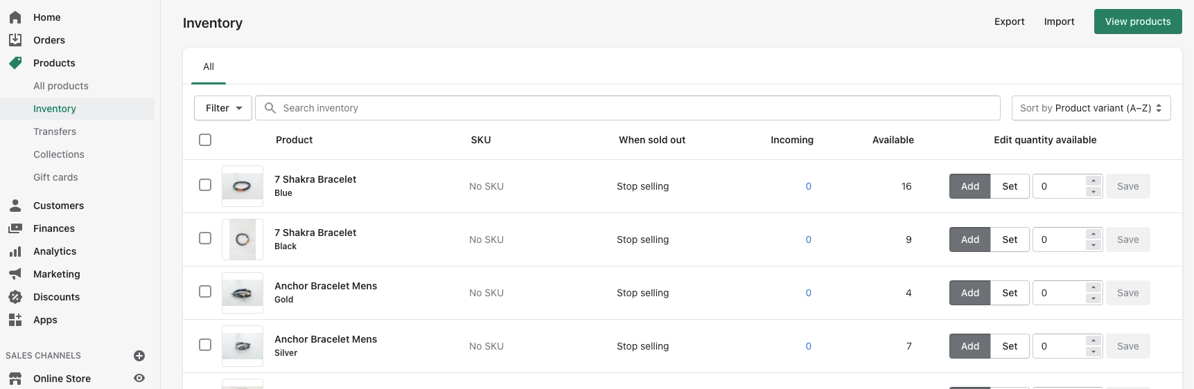 shopify inventory management dashboard