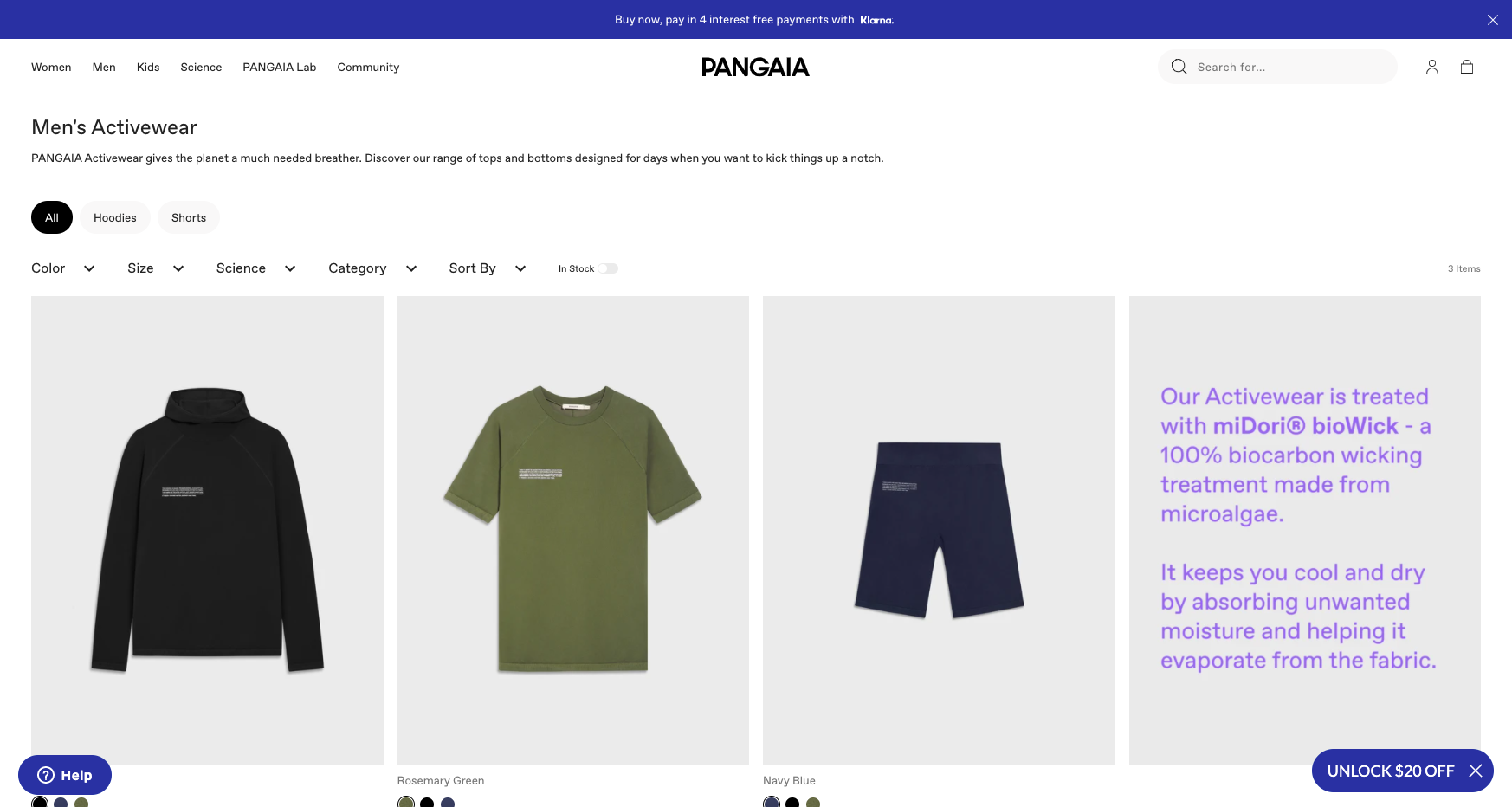 pangaia collection page men's activewear