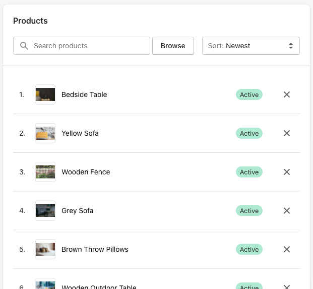 shopify manual collection products sort by newest