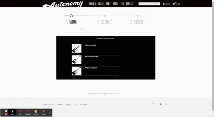 Buying a guitar on the Autonomy Guitars website