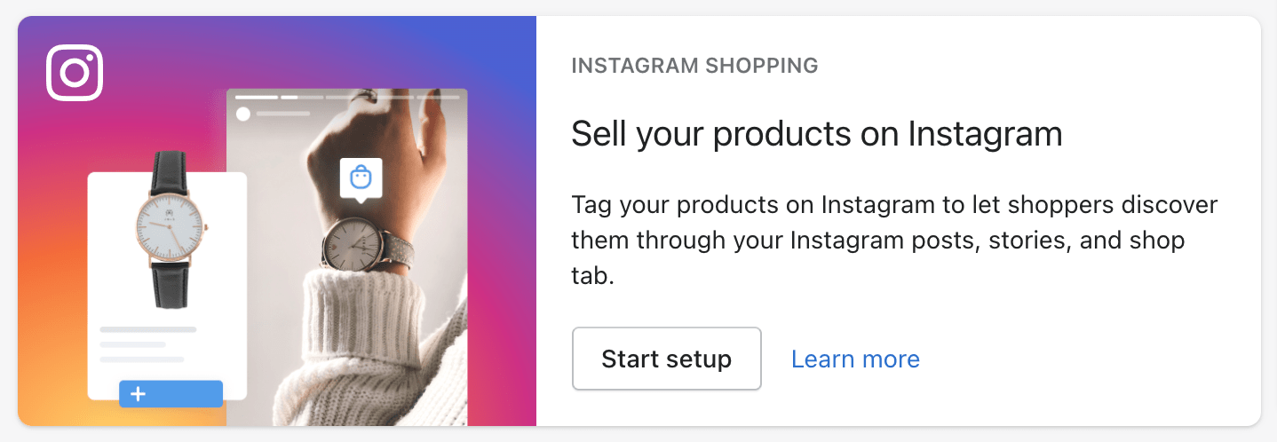 start setup instagram shopping shopify dashboard