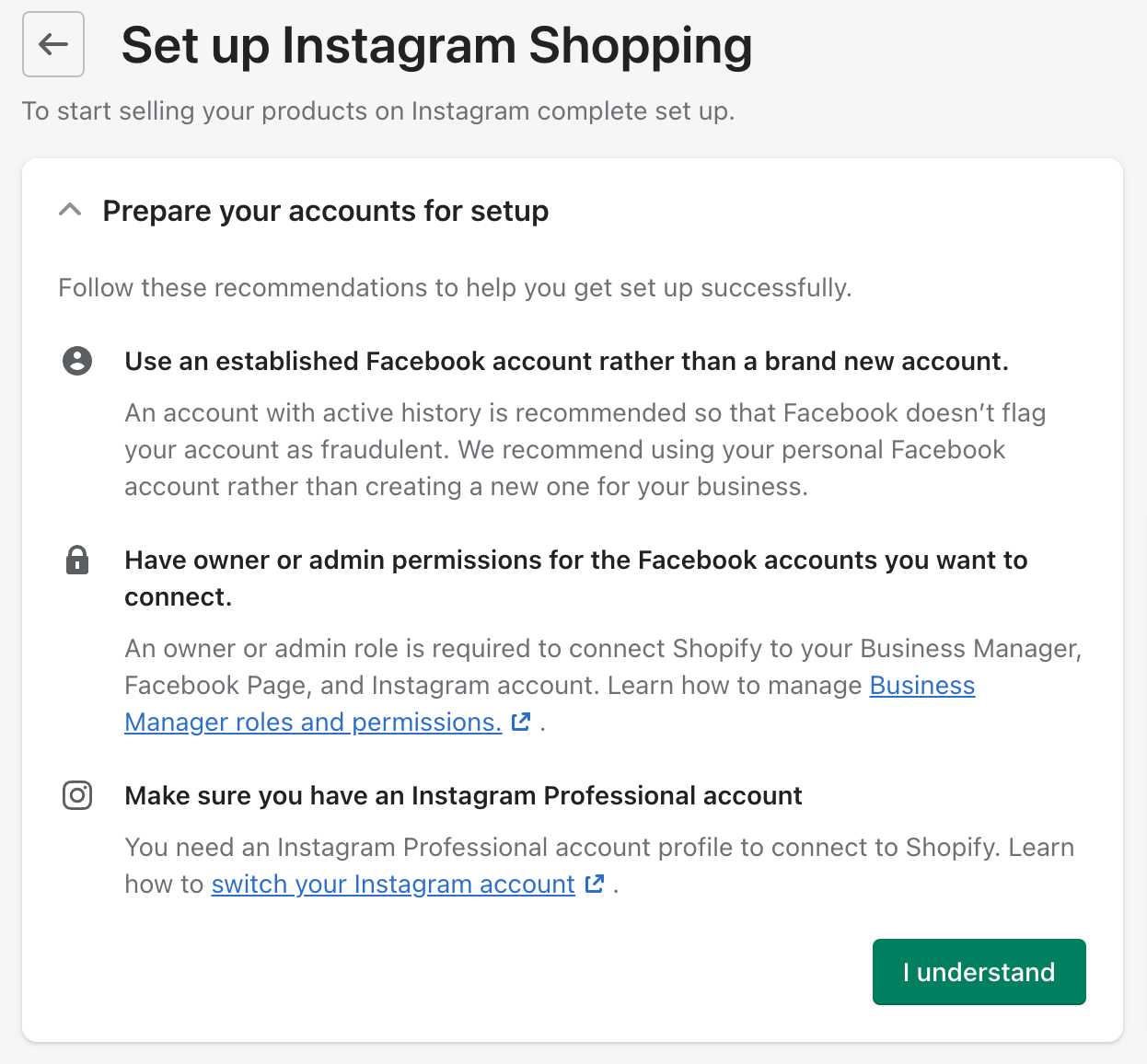 set up instagram shopping prepare accounts