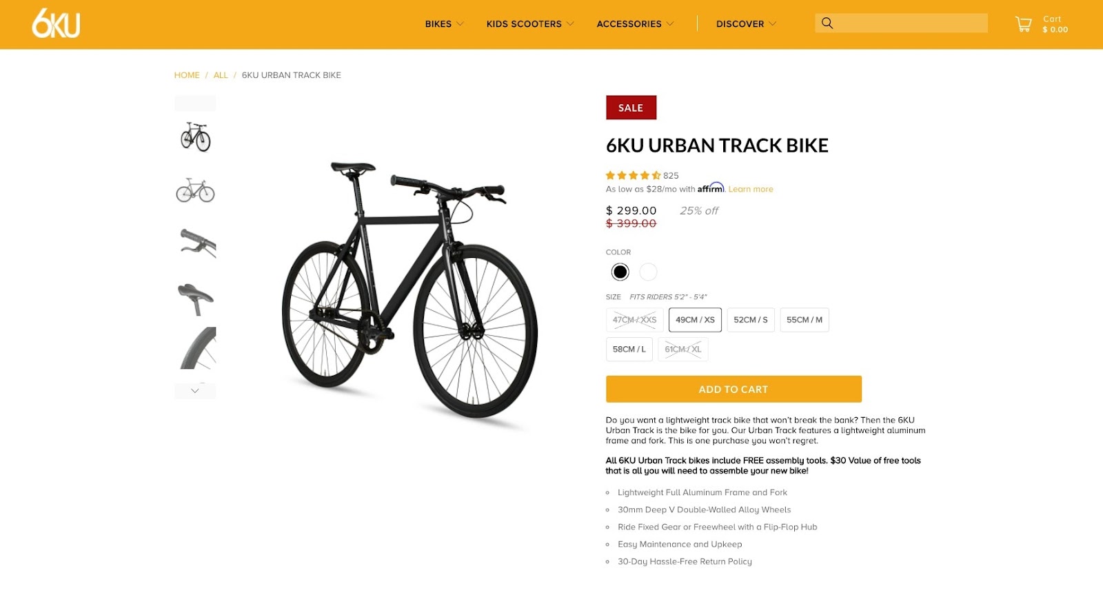 6ku urban track bike product page