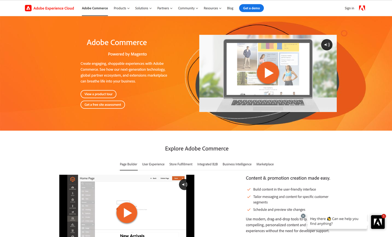 magento adobe commerce platform homepage