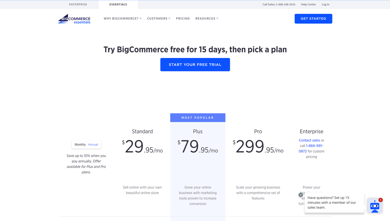 bigcommerce platform pricing plans