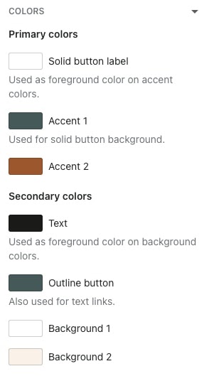 shopify theme customization color theme settings