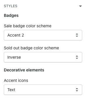 shopify theme customization styles theme settings