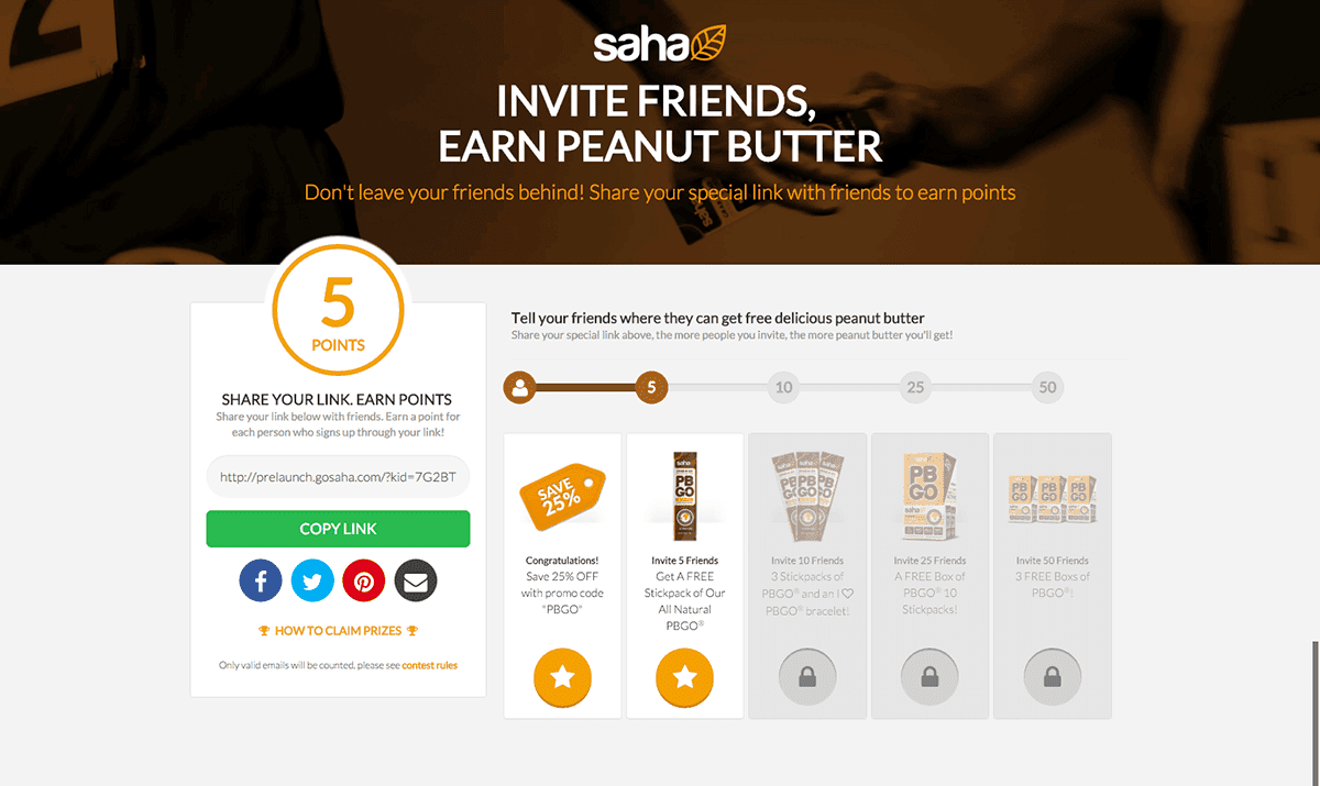 saha peanut butter social selling referral coming soon page
