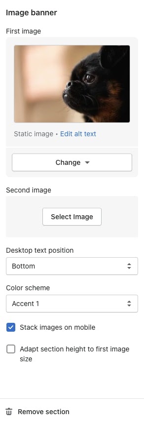 image banner customization options