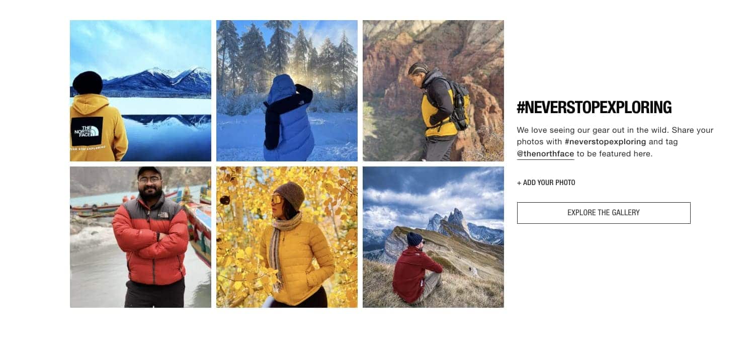 User-generated content on TheNorthFace.com