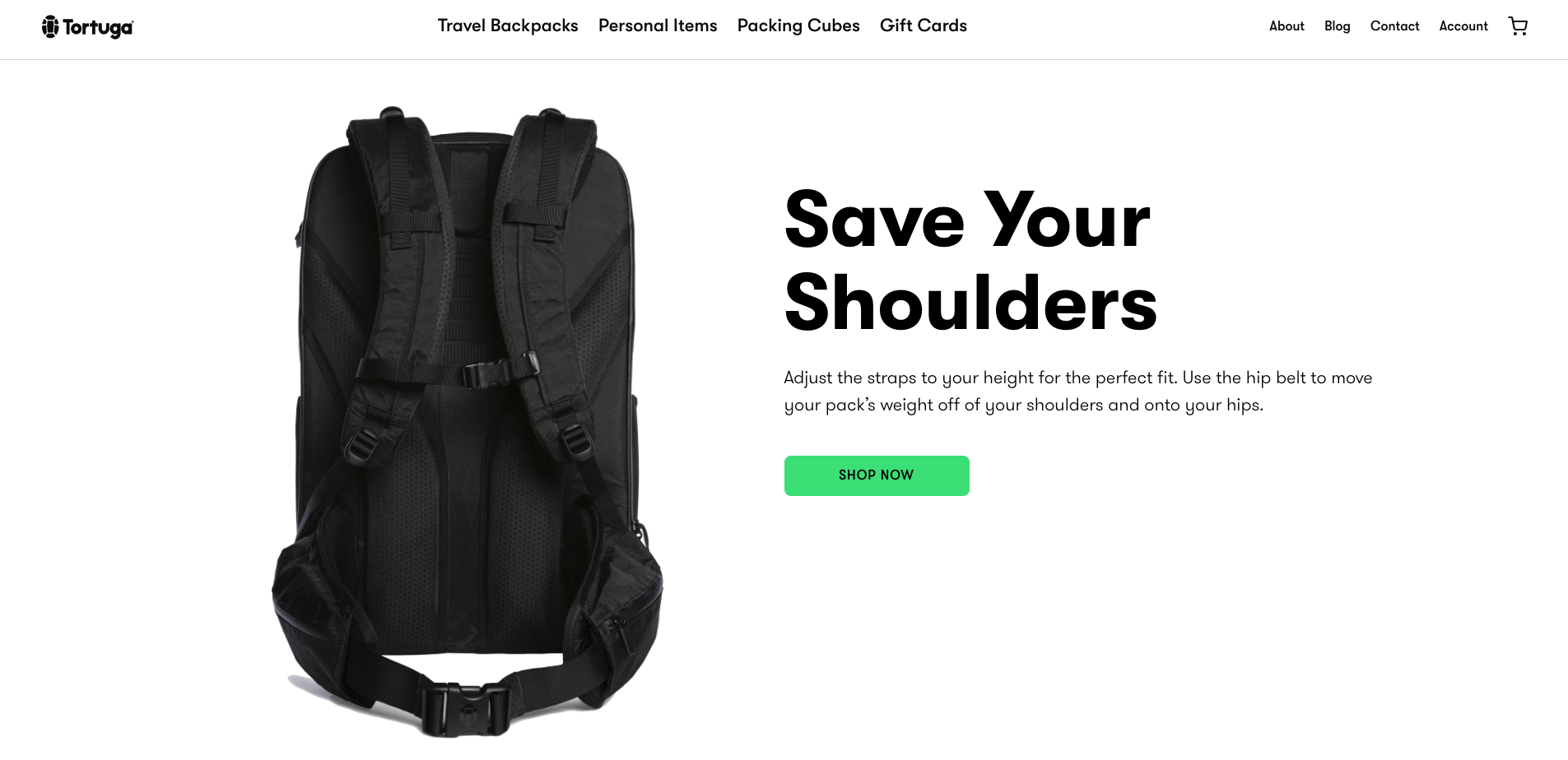 Tortuga backpacks home page