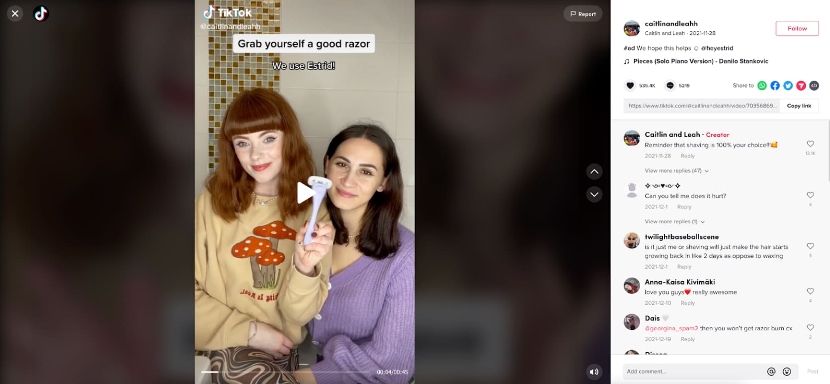 Influencers Caitlin and Leahh promote products on TikTok